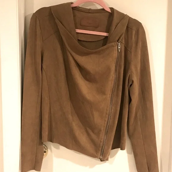 Blank NYC faux suede chestnut brown side zip up jacket size medium - Picture 1 of 10
